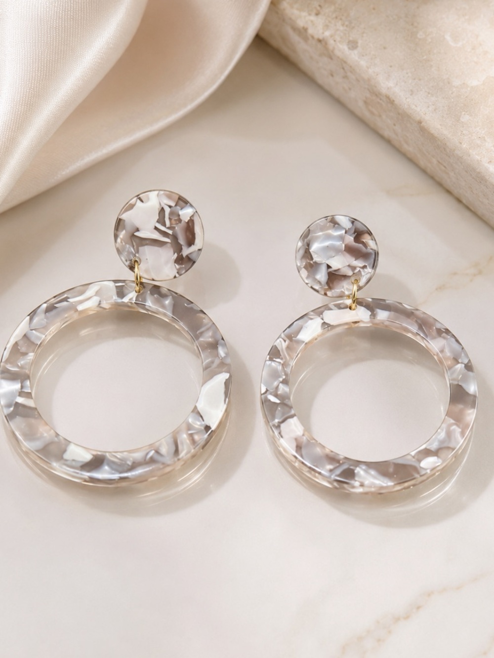 Acrylic Double Open Circle Earrings